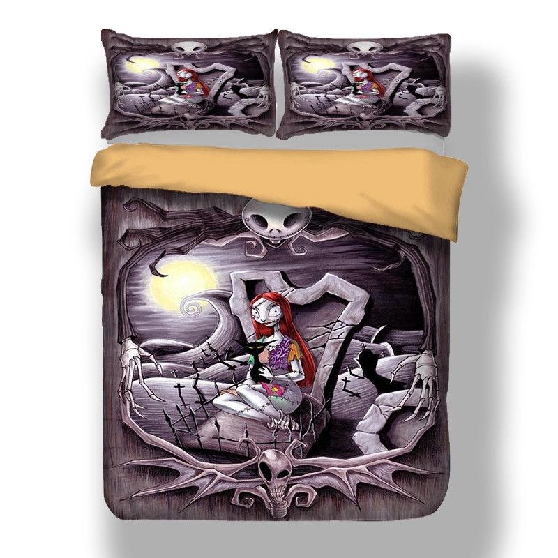 Luxurious Nightmare Before Christmas Duvet Cover With Pillow Cases Bedding Set
