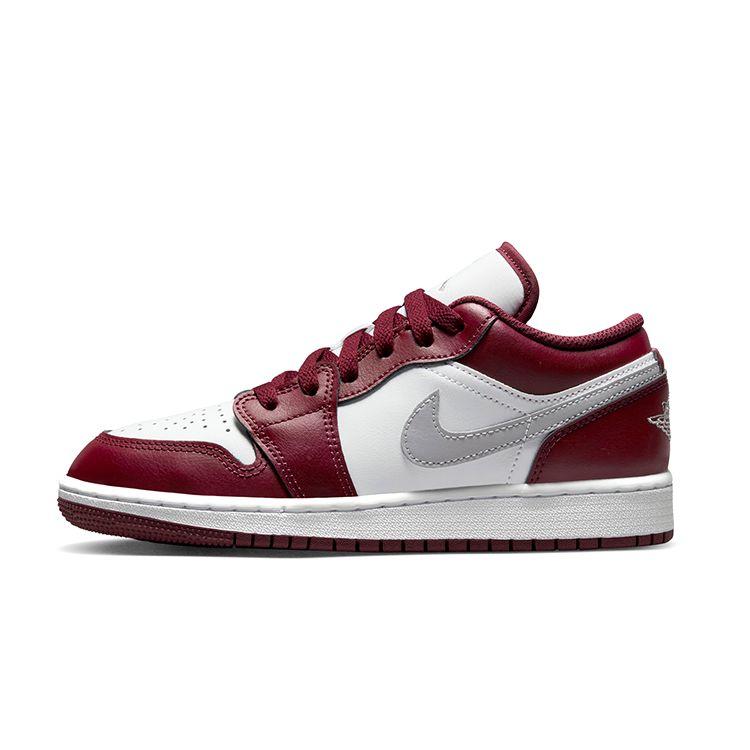 Air Jordan 1 Low GS Cherrywood Red Kids Sneakers White Cement-Grey 553560-615