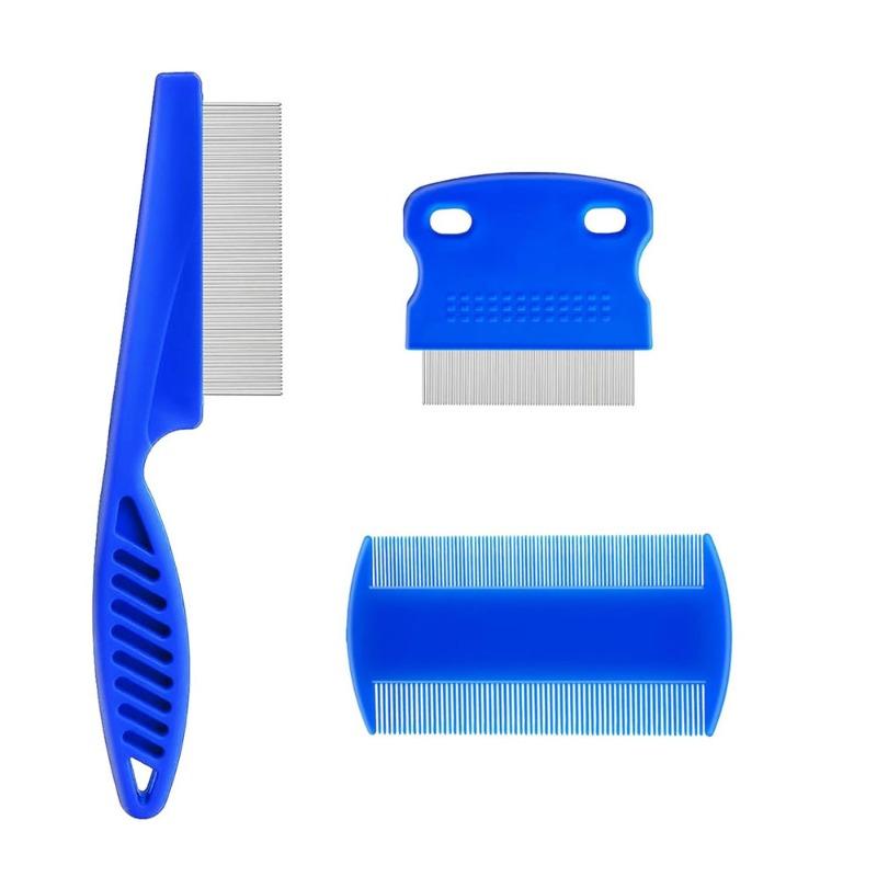 3-piece Set of Pet Lice Removal Comb, Flea Comb, Fine-toothed Needle Comb, Lice Removal Comb and Tick Hook Combination Set