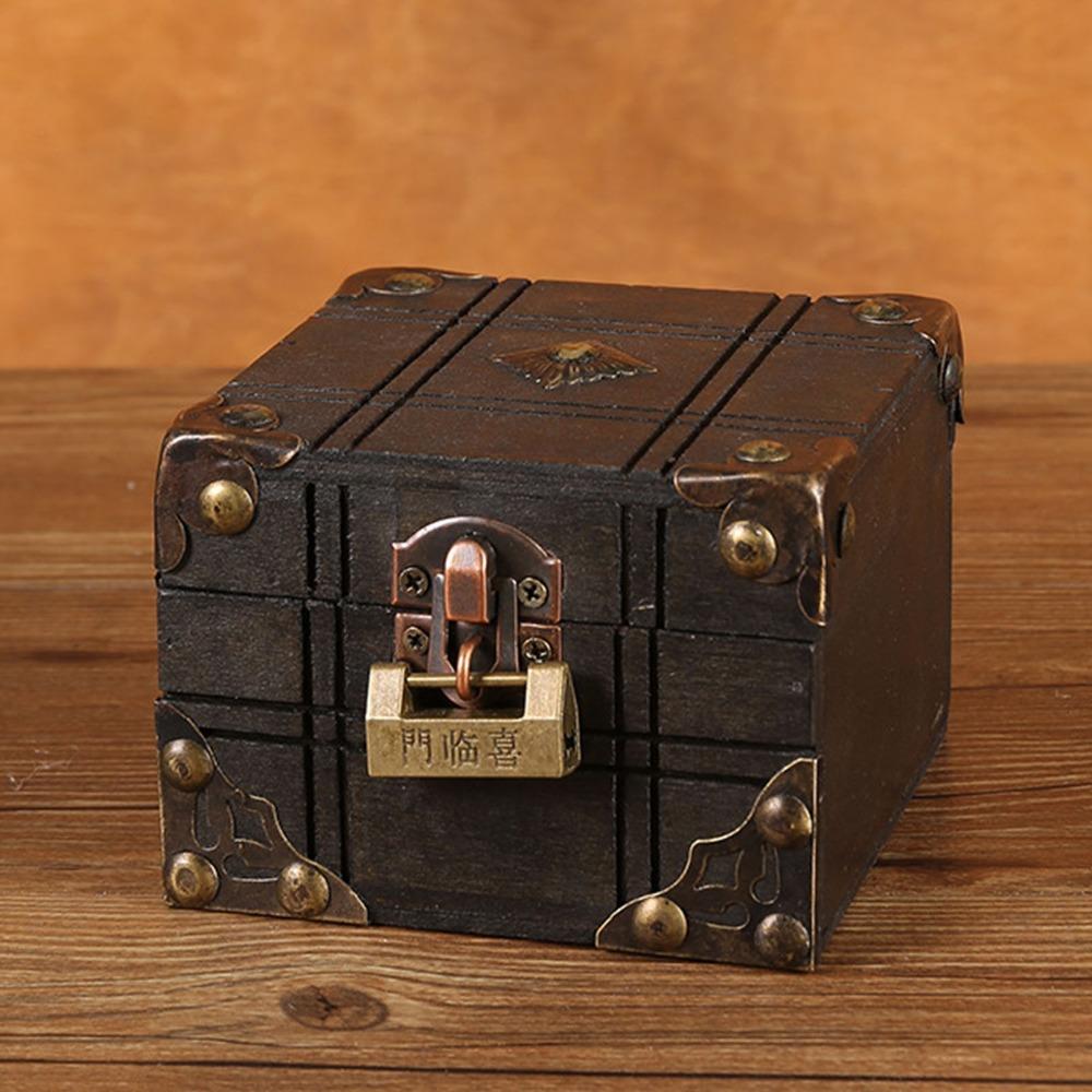 Wooden Vintage Wooden Box With Lock Handmade Treasure Chest Case Secure Elegant Vintage Wooden Treasure Box Home Display