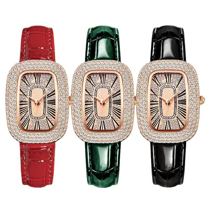 Small Green Watch Ladies Watch Niche Pigeon Egg Kuaishou Rhinestone Gypsy