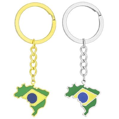 Schicker Schlüsselanhänger mit Brasilienkarte Brasilienflagge Schlüsselanhänger Dekorianhänger Schlüsselanhänger