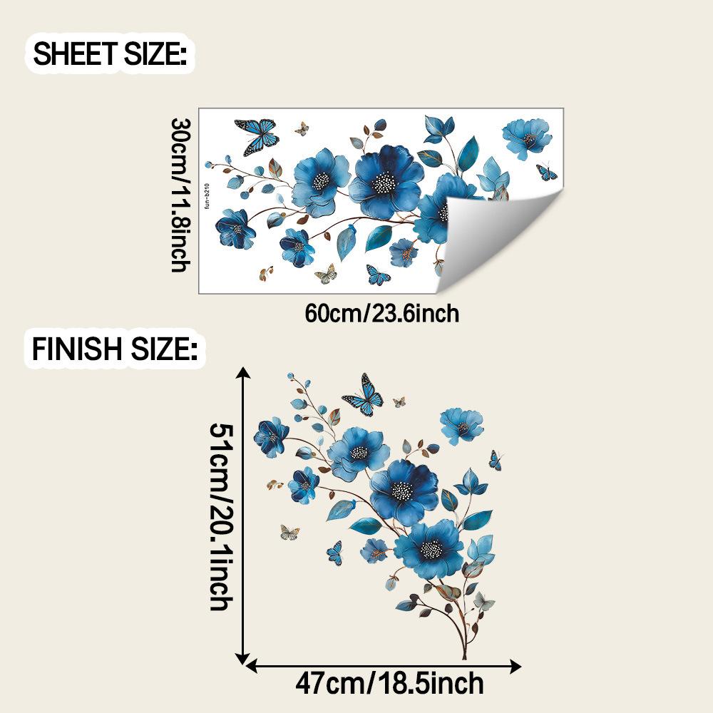 

Креативные ретро синие наклейки с цветочной лозой для украшения и преображения ванной комнаты