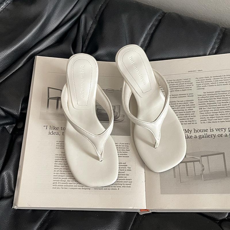 Simple wedge heel high heels flip-flops slippers women's 2025 summer new wear versatile beach sandals tide