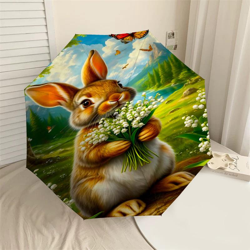 

1PC Rabbit Butterfly Umbrella-8-Rib Reinforced, Automatic Open, Lightweight & Durable, Fashion Accessory for Outdoor, J0335