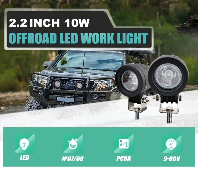 LED Work Light 10w Spotlight for Motorcycle Bike