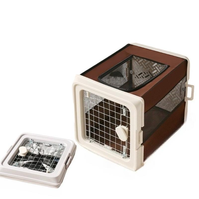 Twist Folding Dog House Pet Travel Cage Car Portable Breathable Cat Dog Cage Oxford Cloth Wear-resistant Travel Bag