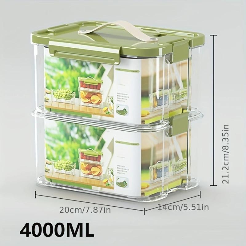 Storage Container, 35.1Oz Portable Fresh Food Box with Lid, Transparent Fruit Bento Box, Sealed Fresh-Keeping Box