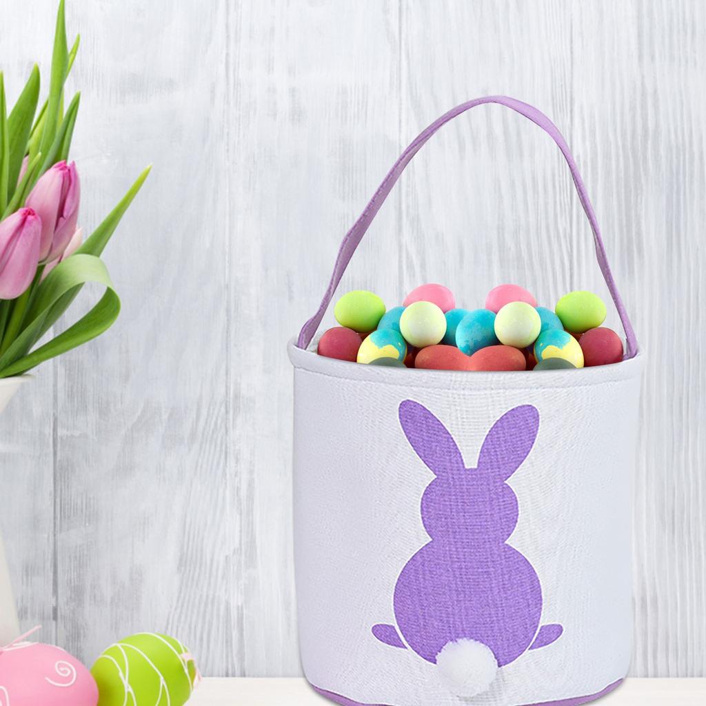 Easter Basket Holiday  Bunny Printed Canvas Gift Carry  Candy Bag