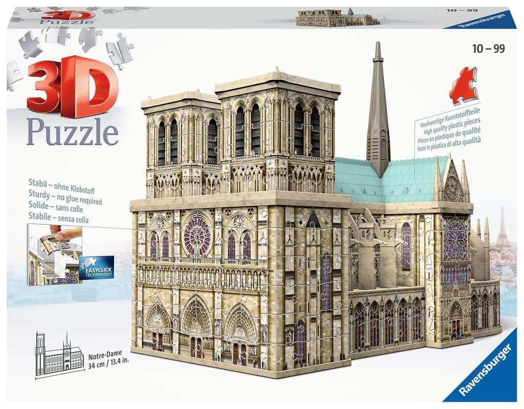 

Ravensburger 3D Puzzle, Notre Dame Cathedral, 324 Pieces, Finished Size: 34cm Deep, 12523 4, Ages 10+ [Puzzle, 3D Puzzle, Gift (Birthday/Christmas)]