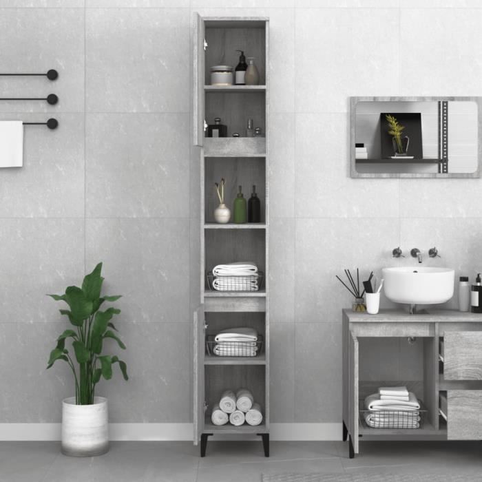 VidaXL Bathroom Cabinet Sonoma Grey 30x30x190 Cm Engineered Wood 819802
