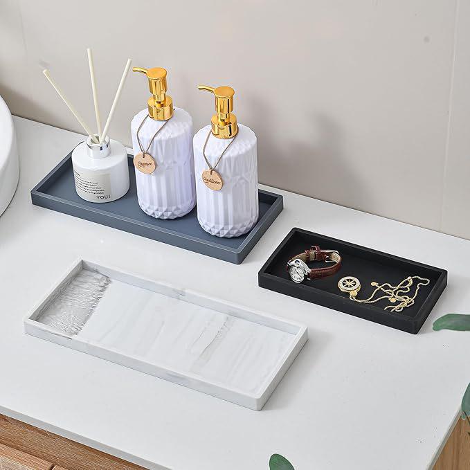 Customized Silicone Bathroom Vanity Tray - Square Soap & Accessory Organizer