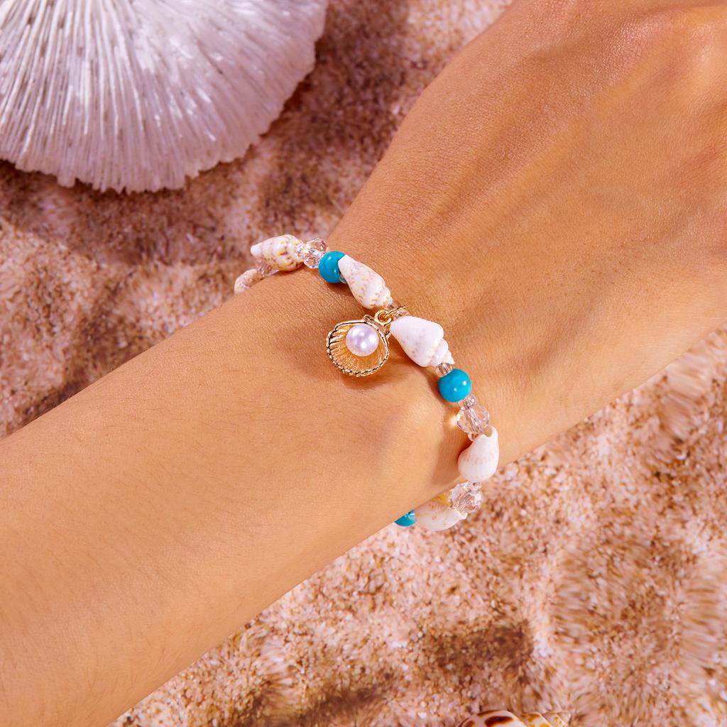 New Handmade Starfish Pendant Necklace for Women Bohemian Conch Beaded Choker Necklace Girls Spring Summer Beach Jewelry Gift