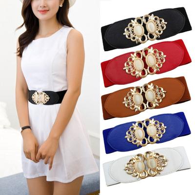 Lässige Wilde Rockbänder Breiter Elastischer Taillengürtel Retro Schnalle Taillenband Damenkleid Kummerbund EMA