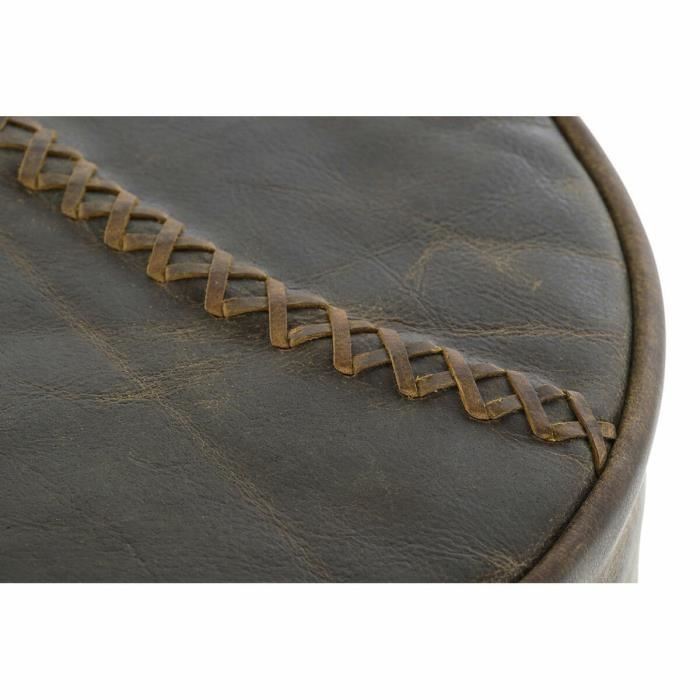 Tabouret - Marron - Cuir - Métal - Vintage - 44 x 41 x 82 cm
