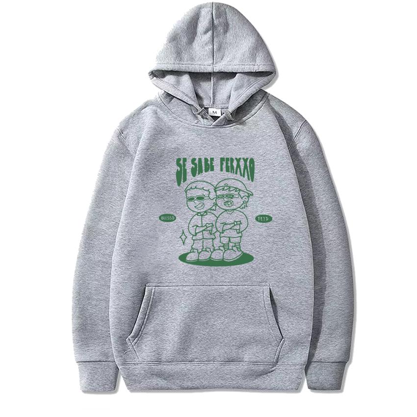 Trend Cartoon Blessd X Feid Ferxxoo Graphic Hoodies Men Women Funny Casual pullovers Unisex Fleece Long sleeve streetwear Coat