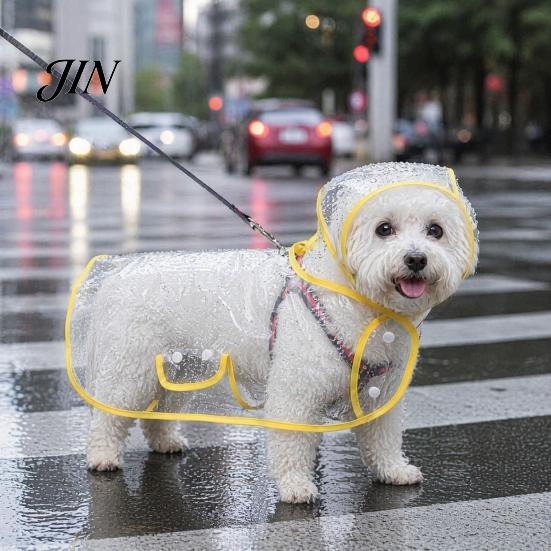 Dog Raincoat with Hood Clear Poncho, Waterproof EVA Rain Suit for Small Medium Dogs, Rainy Day Coat Pet Jacket And Leash Hole, Teddy Bichon