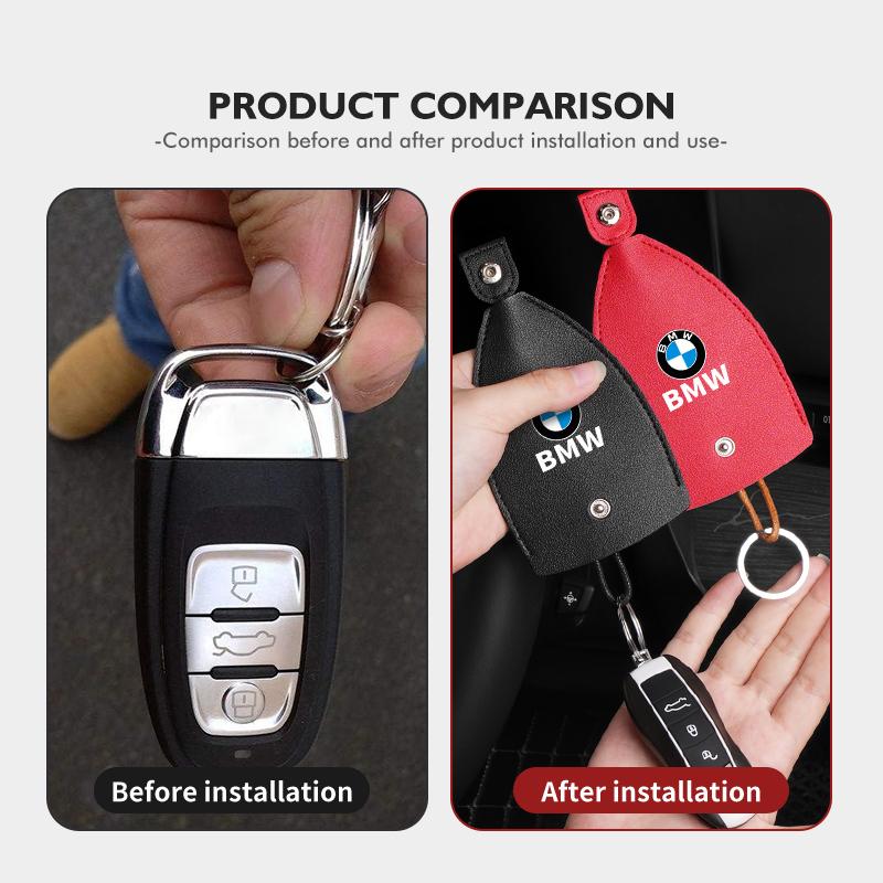 KHQB5 For BMW Leather Car Key Protective Case Keychain Storage Bag Coin Purse Accessories E87 E70 E91 E30 G20 E92 E93 E60 E46 E90 G30