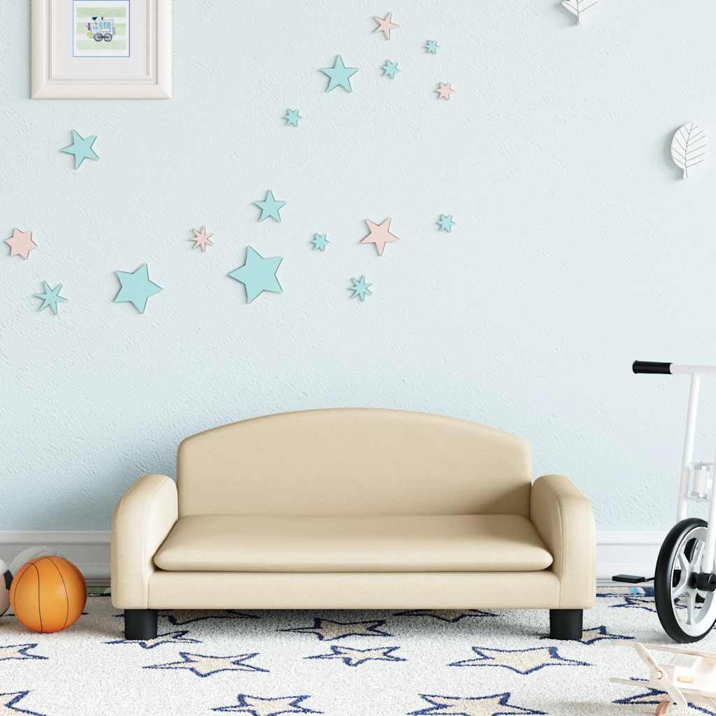 Kids  Sofa Cream 70 x 45 x 30 cm Fabric