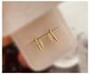 14K Gold-Plated Sterling Silver Double Layer Geometric Stud Earrings for Women - Unique Design, High-End Light Luxury Summer Style