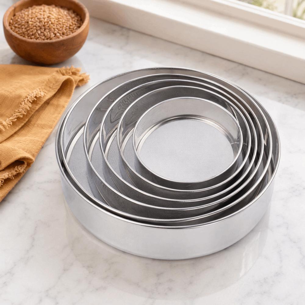 6PCS Stainless Steel Fine Mesh Sieve Fine Mesh Baking Sifter Portable Flour Sieve Set  Flour Sifting