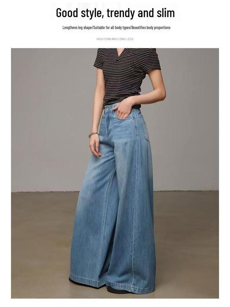 Women's Lyocell Tencel High Waist Wide Leg Jeans