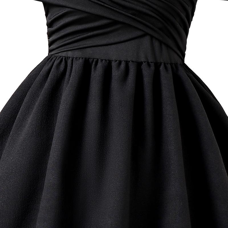 Girls' Princess Dress: 2025 Summer One-Shoulder Strappy Pleated Double-Layer Hem