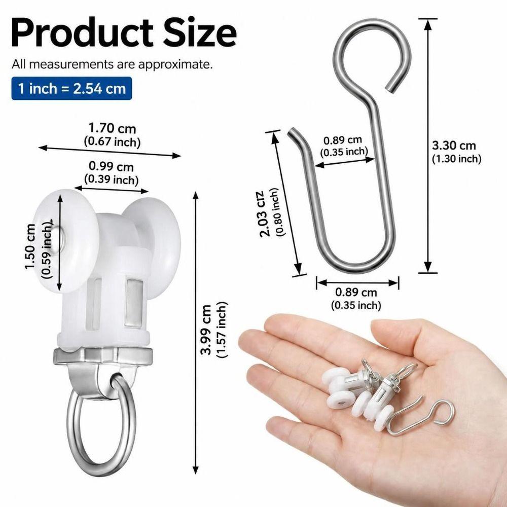 10pcs 15mm Curtain Rail Pulleys Smooth Glide Curtain Runners Curtain Gliders Ceiling Track
