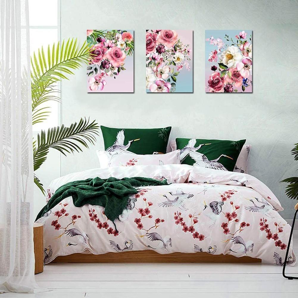 Modern HD Home Flower Canvas Decorative Painting Color 30*40cm * 3 Couplet