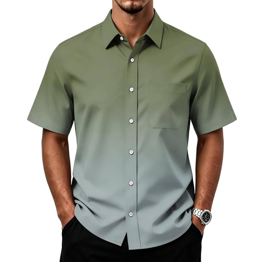 Men's Casual Short Sleeve Button Down Shirt with Chest Pocket Lightweight Breathable Summer Shirt for Everyday Wear
