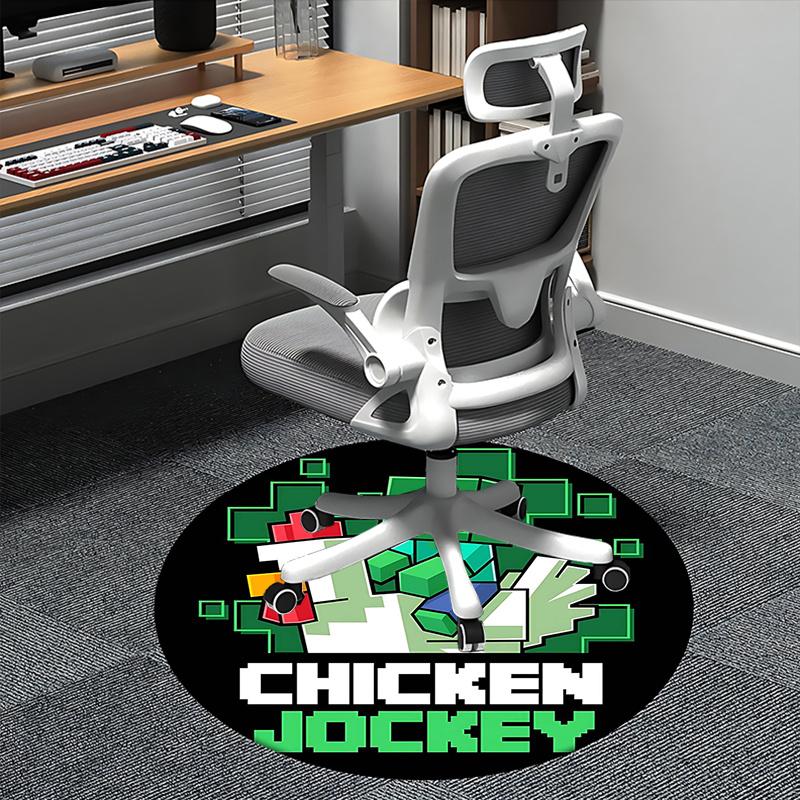 

Chicken Jockey,Minecraft Pixel Art Chair mat Round Rug Office carpet, Machine Washable, Non slip, Suitable for Living Rooms, Bedrooms 80cm