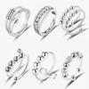 Anti Stress Anxiety Silver Ball Rings 925 Women Men Spinner Fidget Rings Vintage Gold Couple Anillos Jewelry Gift