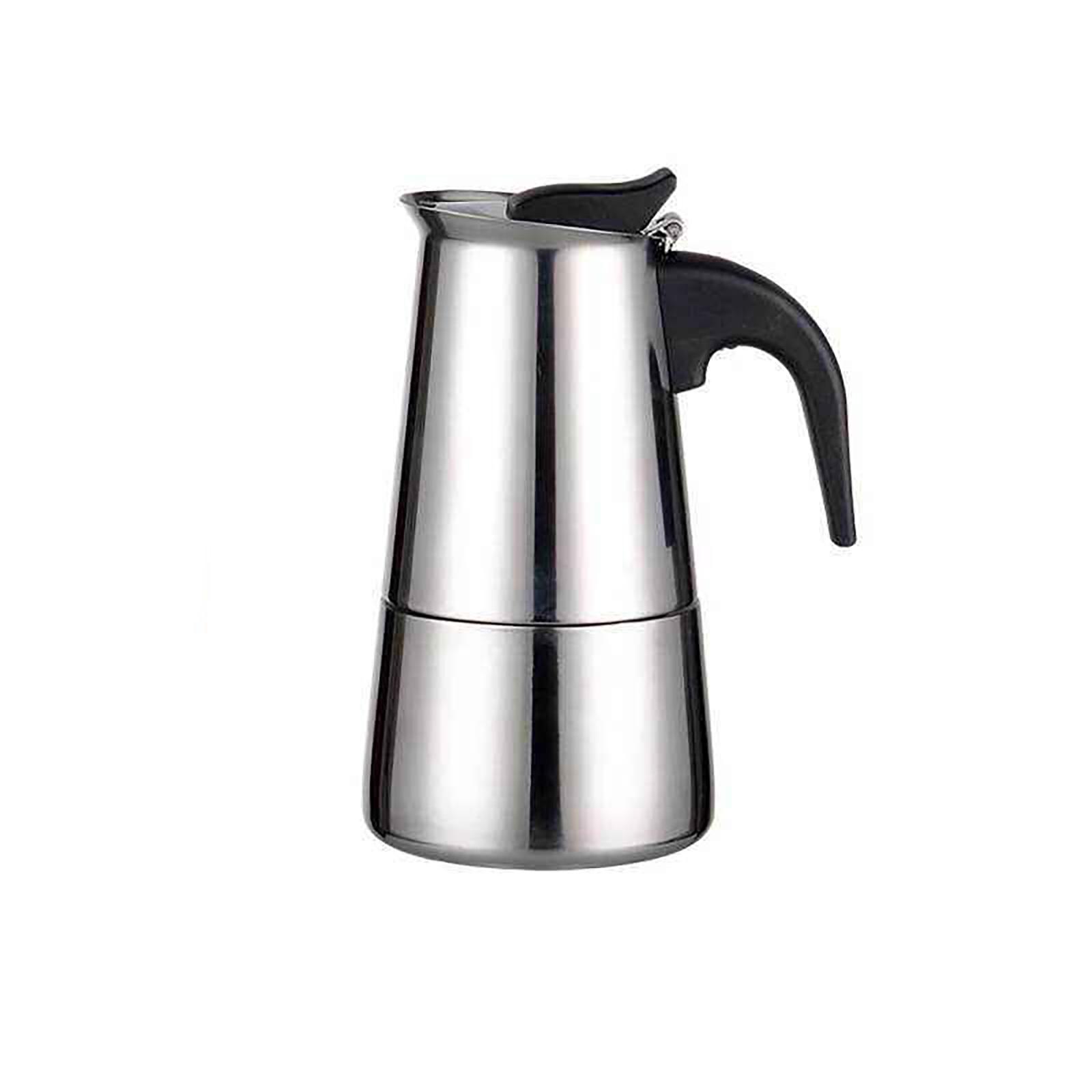 Stainless Steel Moka Coffee Stove Pot, 100ml 200ml Coffee Making Pot, Espresso Coffee Maker For Home Office Use, Moka Pot Stovetop Latte Maker Coffee pot for 2 people 100ML