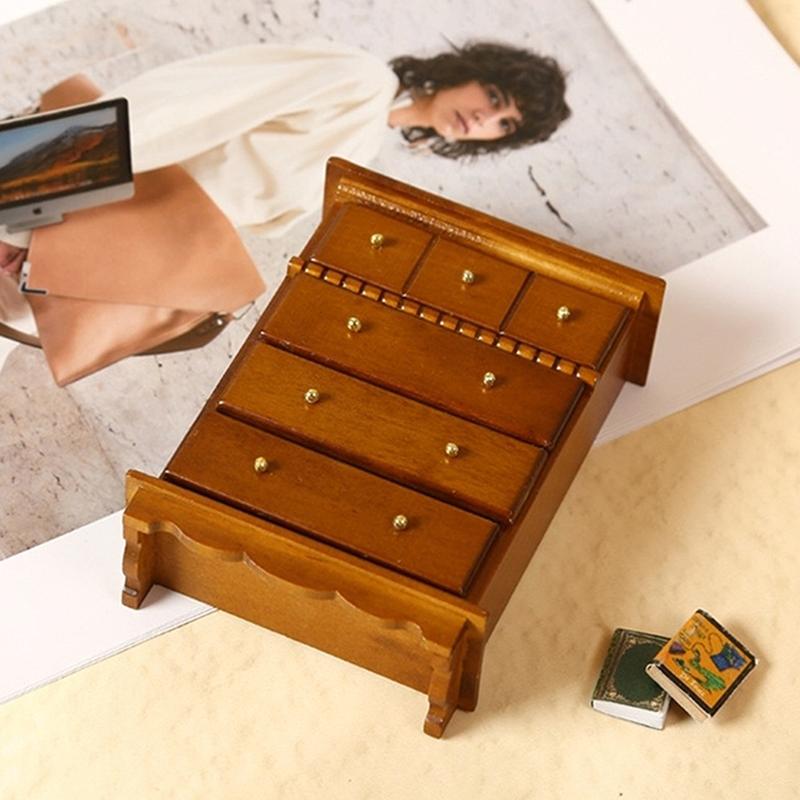 1:12 Dollhouse Miniature Mini Simulated Wooden Cabinet Lockers Tv Cabinet With Drawer Living Room Bookcase Furniture Model Toy