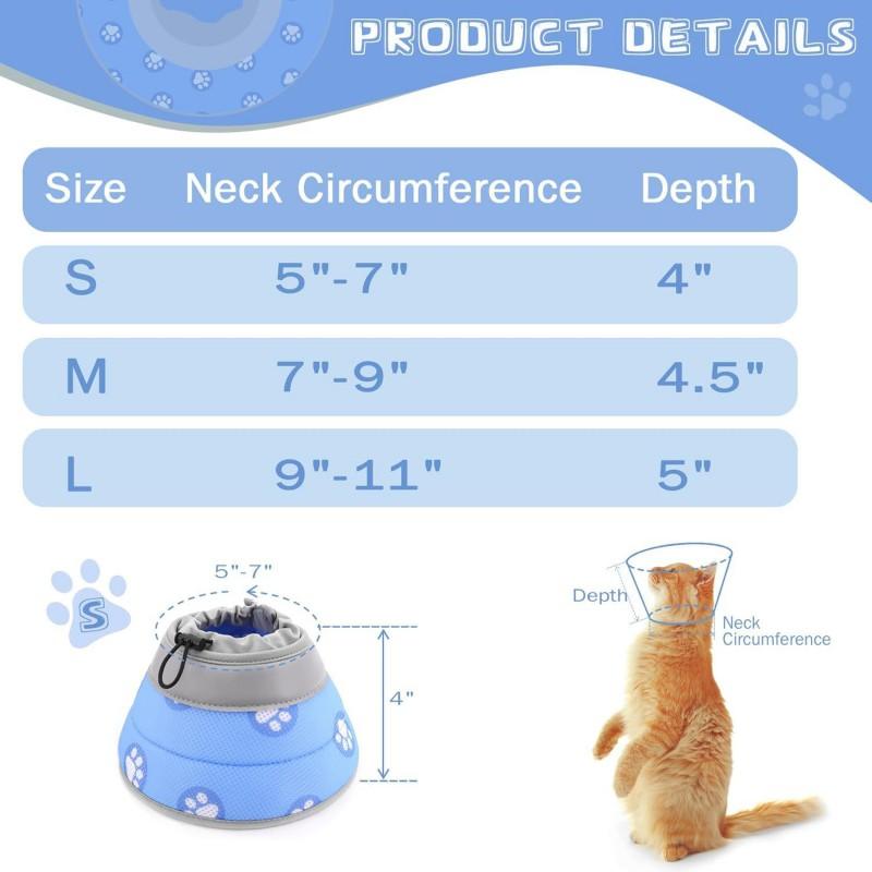 Soft Adjustable Cone Collar Cats Dogs Post Surgery Recovery Prevent Licking Bite Injury
