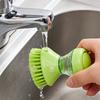 Dish Brush Soap Dispensing Pot Scrubber Dishwashing Brush with Holder for Pot Pan Sink Stove Cookware Bowl Cutting Board