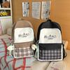 Schoolbag Japanese Plaid Color Matching Schoolbag Female New Middle and High School Students Large Capacity Backpack College Students Small Fresh 