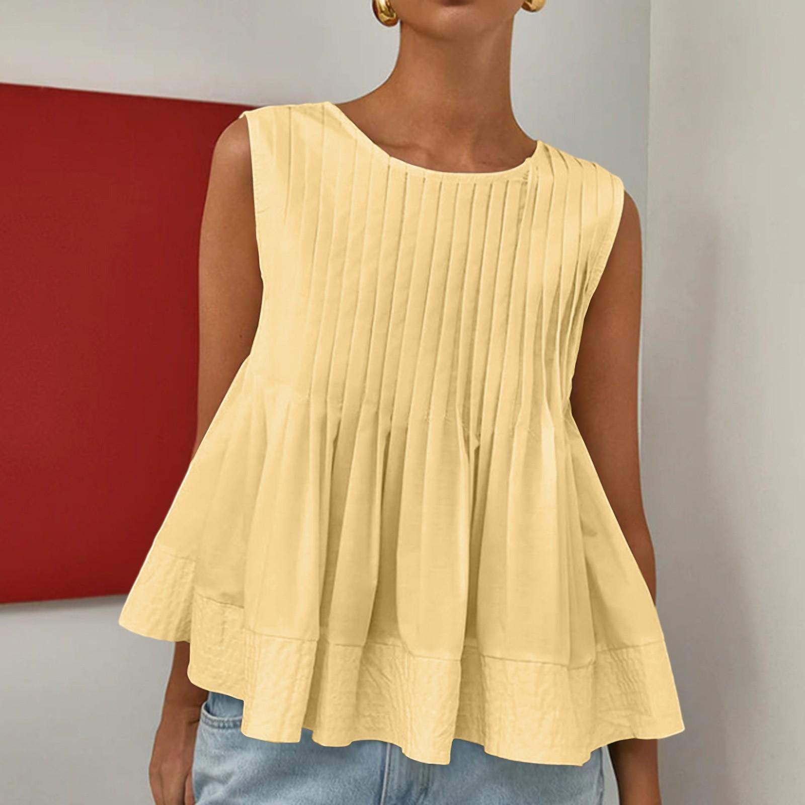 

Жіноча Мода Повсякденний Вільний Безрукавний Топ-Майка S жовтий