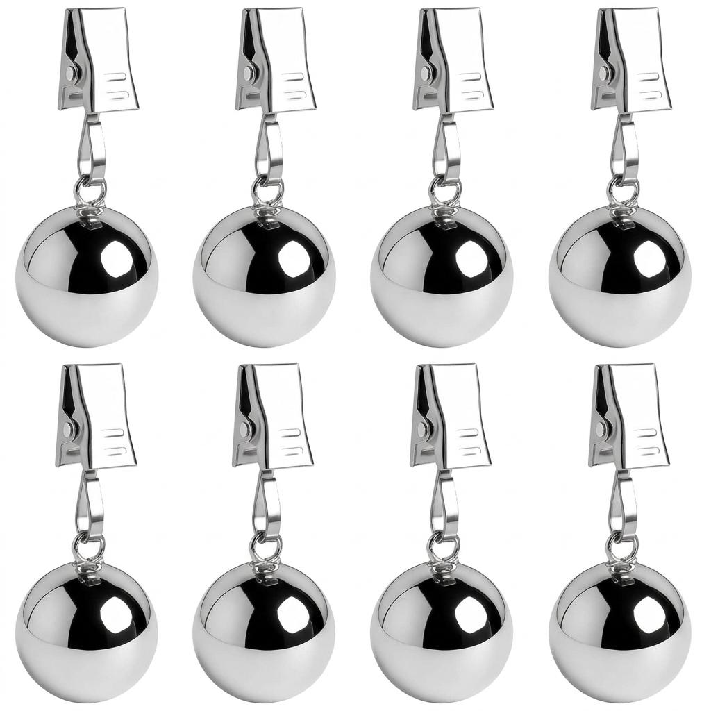 8Pcs Stainless Steel Tablecloth Weight Balls Heavy Duty Cloth Holders for Home Restaurant Outdoor Use 8 Packs серебряный
