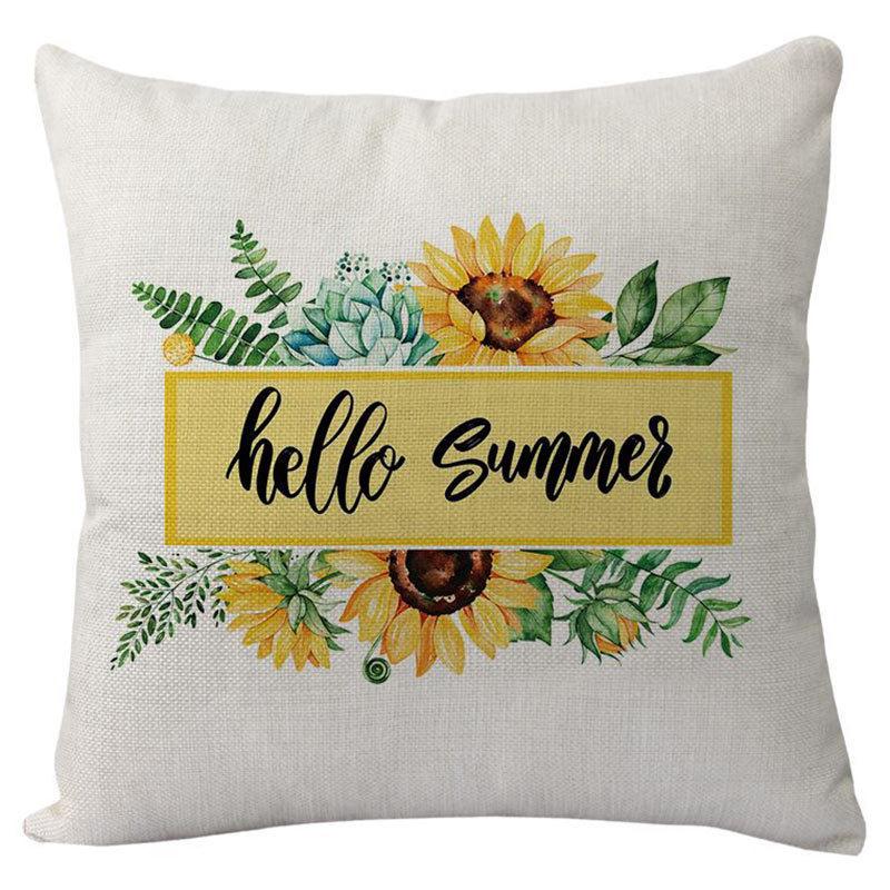 

New Spring Linen Pillowcase Bicycle Flower Lemon Digital Print Cushion Waist Pillowcase 45 * 45 pillowcase
