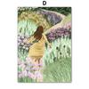 Buntes Mädchen Blume Buch Meer Strand Auto Wandkunst Leinwandmalerei Poster und Drucke Hotel Bar Bild für Wohnzimmer Dekoration