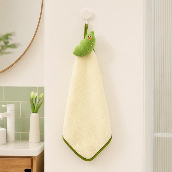 Cartoon Hand Towel, Soft Coral Velvet with Lanyard Towel, Highly Absorbent Hand Drying Towels for Kitchen Bathroom