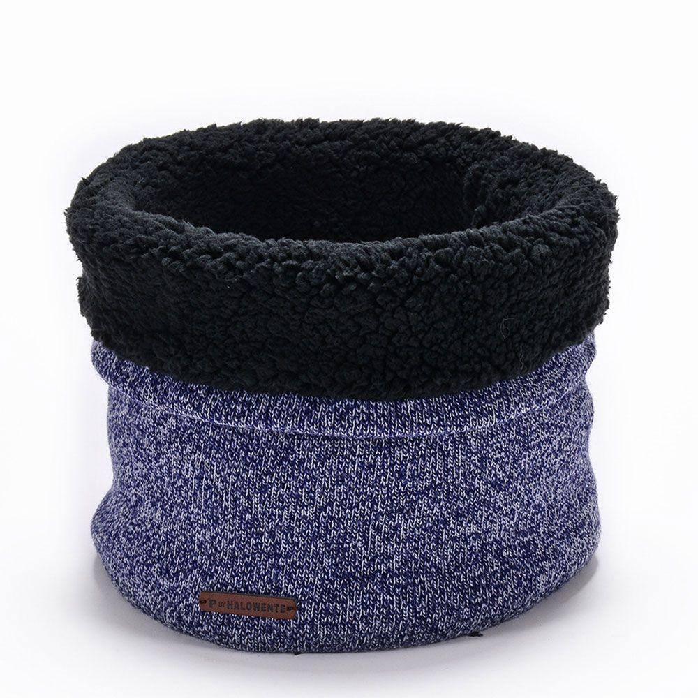 

Men Women New Collar Scarf Double-layer Cotton Thick Warm Neck Warmer Plus Velvet Knitted Scarf синій