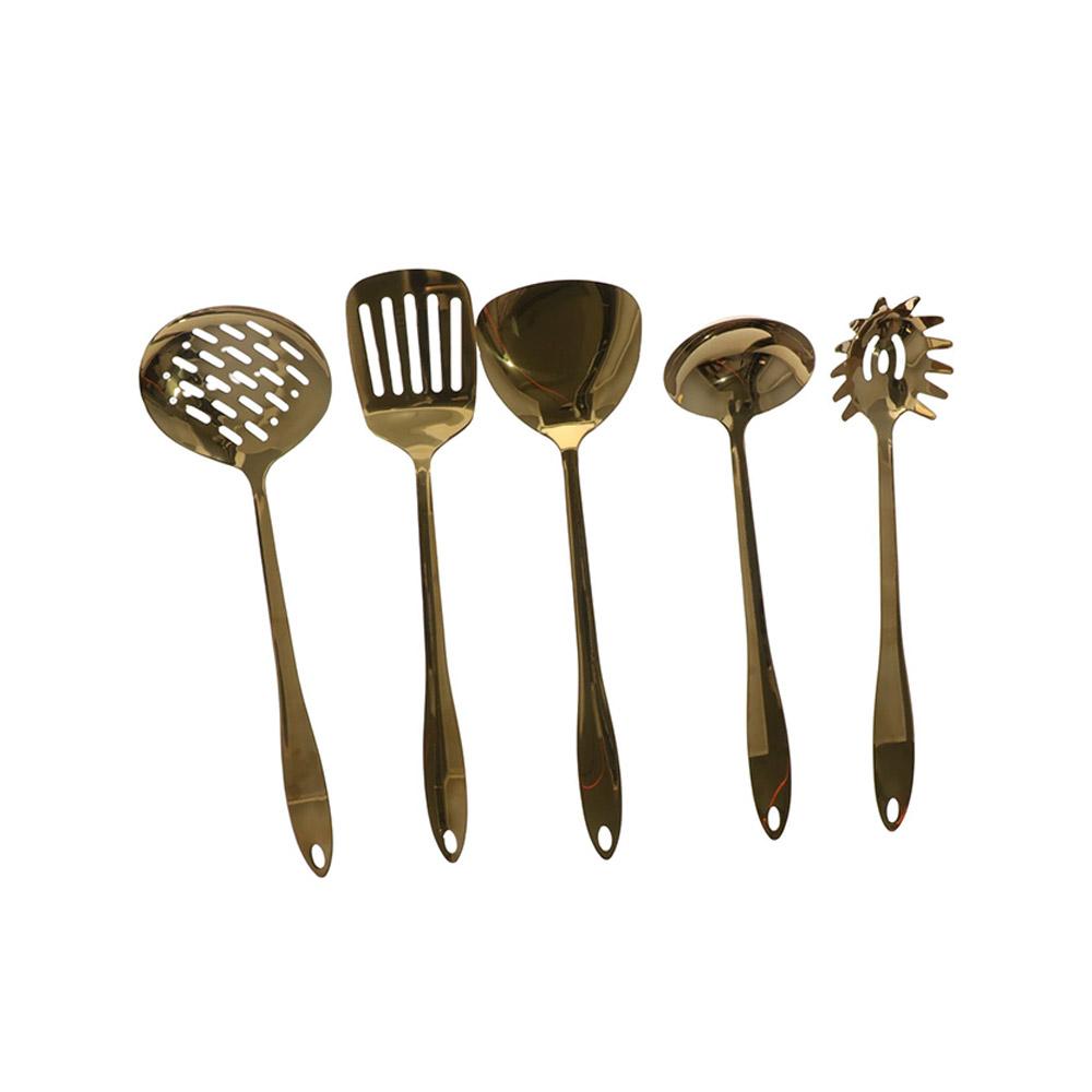 

Gold Titanium Kitchen Ladle Spatula Cookware Spoon Shovel G