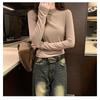 Korean-style gentle solid color long-sleeve knit sweater 2026 spring and autumn new soft and cozy inner layer warm base top for women