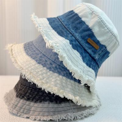 Women Gradual Change Denim Bucket Hat Spring and Summer Bucket Basin Hat Sunshade Sunscreen Face Small Hat