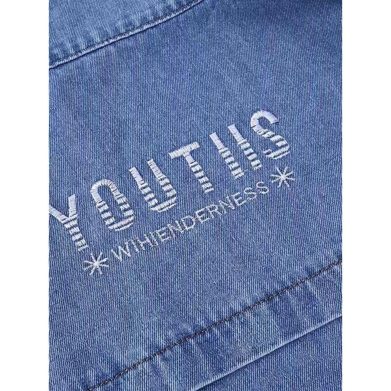 Fashionable Versatile Embroidered Washed Denim Vest for Women, New Spring/Summer Style, Loose Sleeveless Jacket, Casual Thin Outerwear