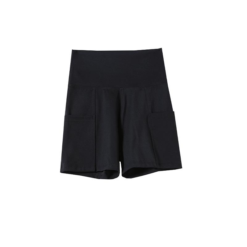 

Нові кишенькові штани-акули три чверті для жінок, літні тонкі шорти для йоги на відкритому повітрі з високою талією, захисні штани для живота XL (130-77.5kg) чорний