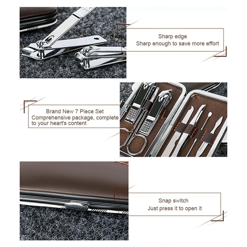 7-Piece Set Nail Scissor Set Stainless Steel Nail Clippers Nail Clippers Pedicure Beauty Manicure Implement Household Pedicure