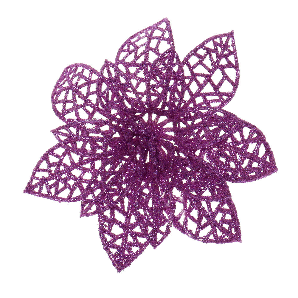 Xmas Tree Decoration Sticky Texture Glitter Fake Flower Christmas Gift 10cm For Home Decoration Garden Decor Christmas Party